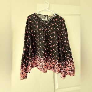 Pink Republic Black and Pink Floral Blouse